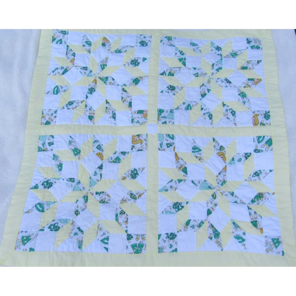 Quilt Doll Making Pattern Handmade Joycer Baby Blanket Yellow Washable Vintage
